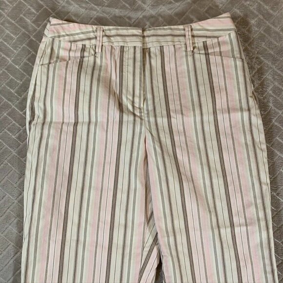 Talbots Womens 4 Pants Cropped Casual Capri Pink Striped Mid Rise Stretch - Picture 2 of 10